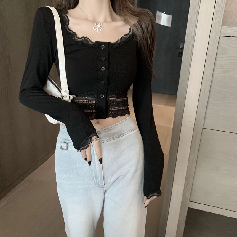 

2021 Summer New Korean Slim Fashion Sexy Ladies Tops Solid Color Long Sleeve Elegant Chiffon Blouse Women Y202