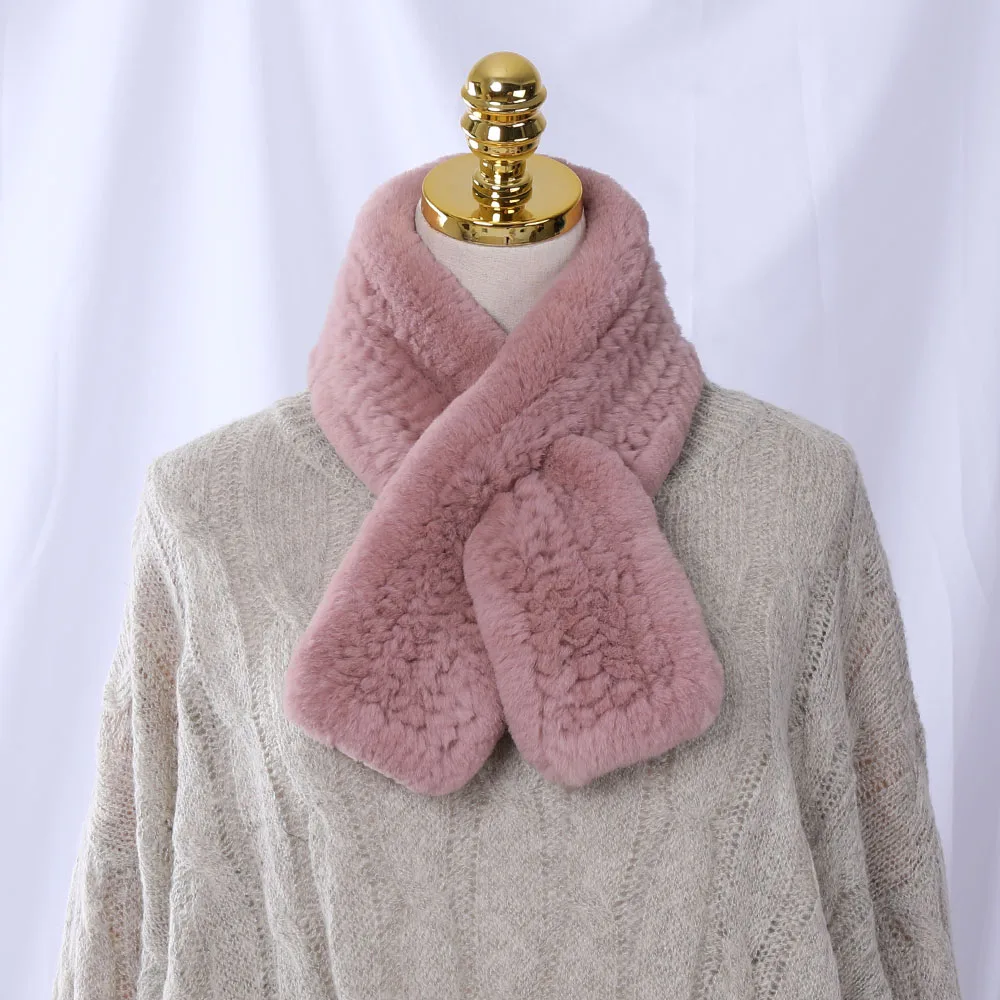 Новый роскошный женский зимний меховой шарф шарфы из натурального меха кролика