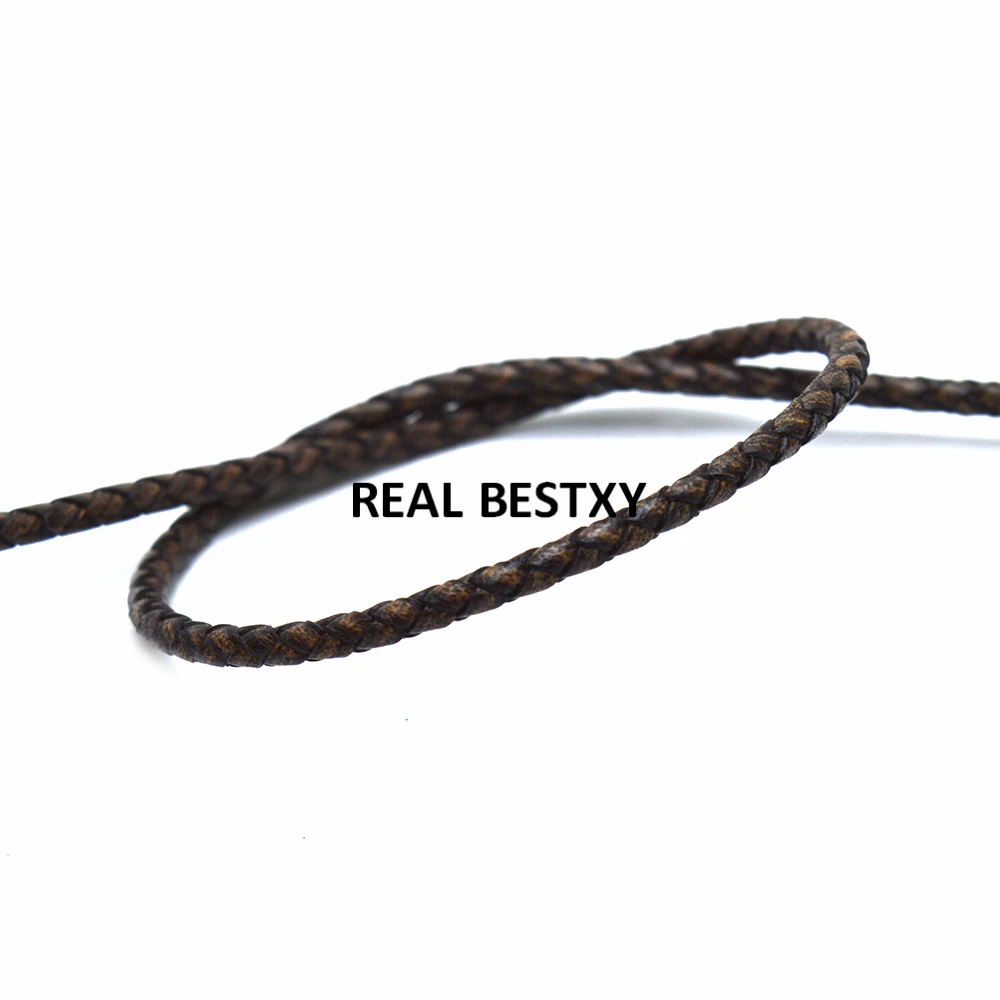 Плетеный шнур из натуральной кожи под старину 1 м около 3 мм