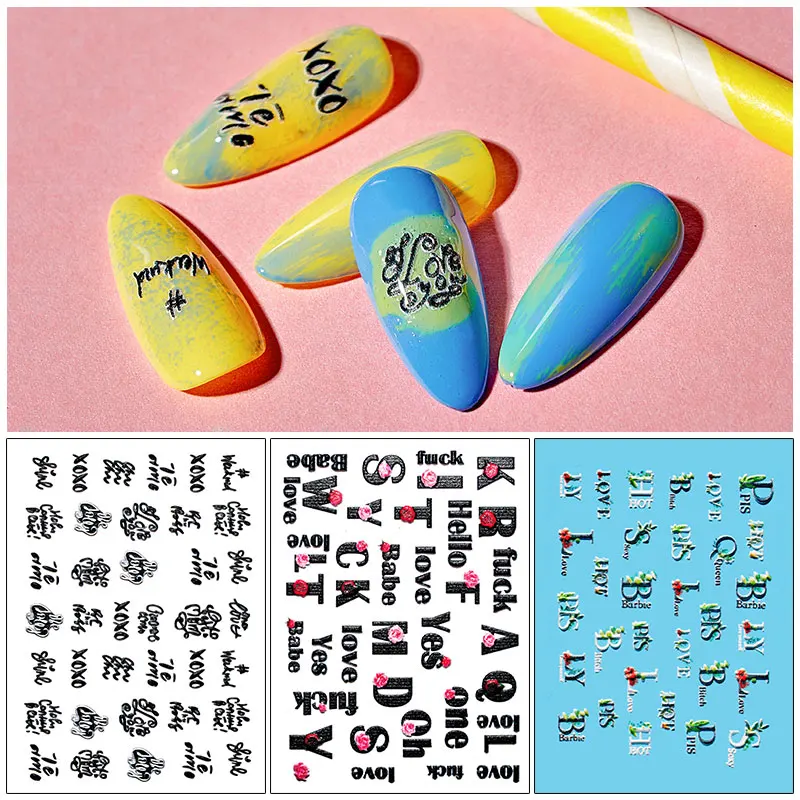 3D акриловая гравированная наклейка с цветком для ногтей тисненые кружевные