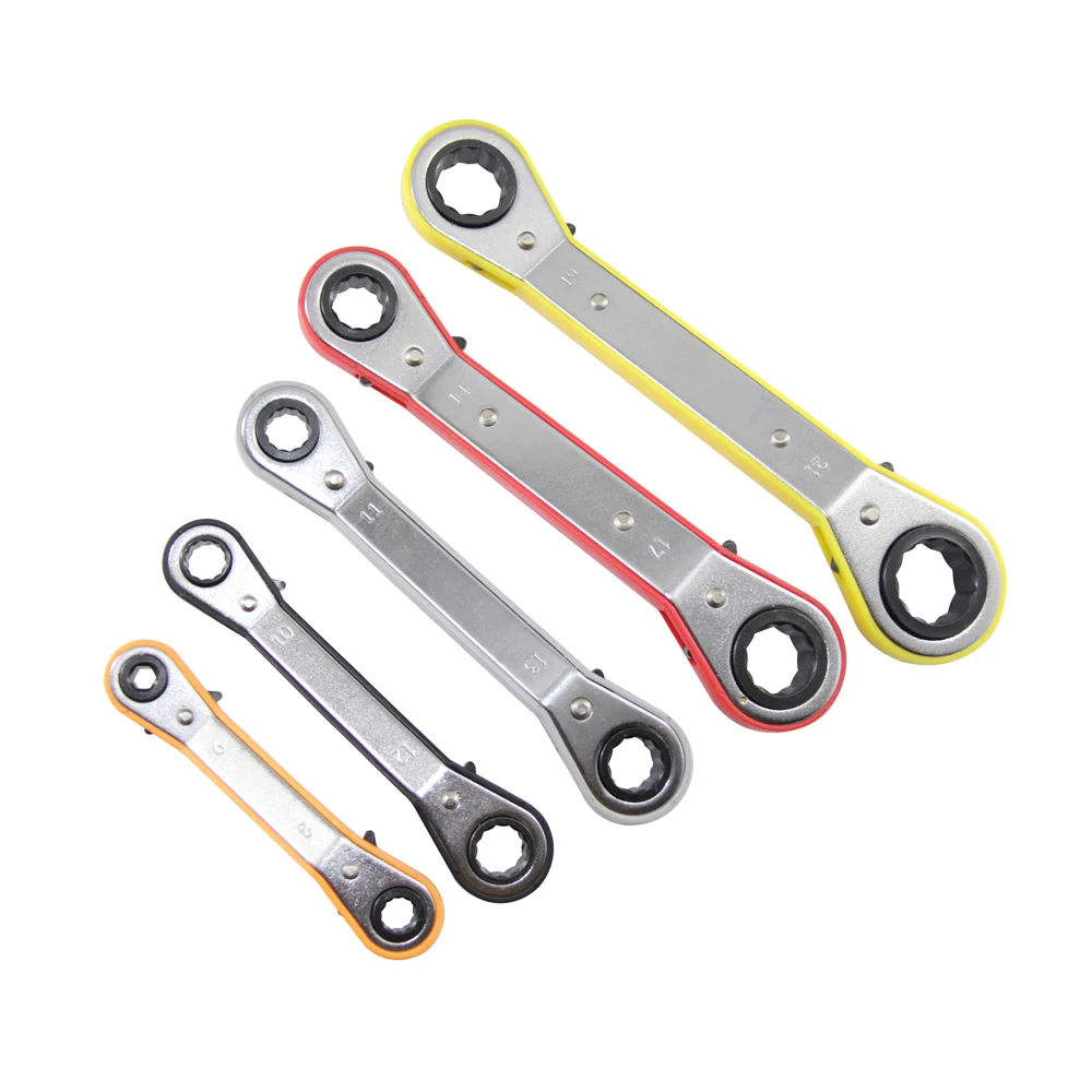 5 Pcs Offset Box End Ratchet Spanner Double Ring Wrenches Crooked for Narrow Spaces Five Colors Metric/SAE | Инструменты
