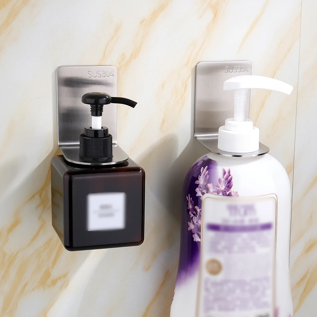 

Stainless Steel Square Shower Gel Bottle Rack Hook Bathroom Dishwashing Hand Washing Gels Bottles Holder For Kitchen Bathroom