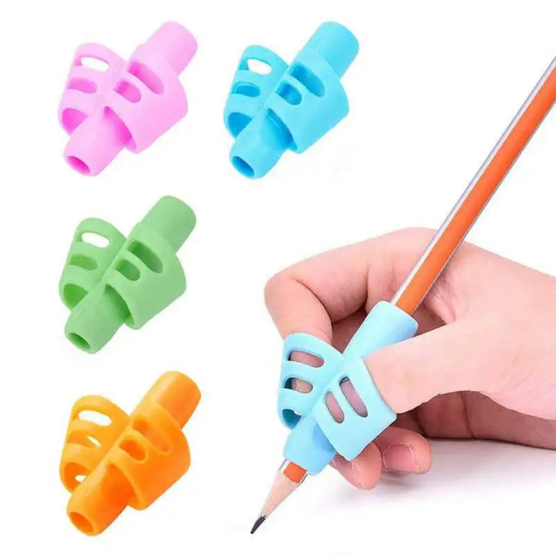 L&aacute;piz para escribir soporte para sart&eacute;n para ni&ntilde;os, 3 uds., l&aacute;piz de silicona para aprender, pr&aacute;ctica, agarre, dispositivo para corregir postura, para estudiantes-0