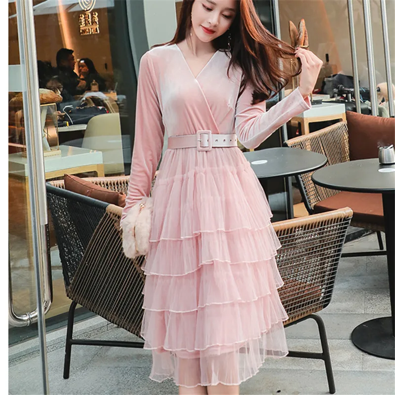 Плиссированное с поясом зимнее элегантное ТРАПЕЦИЕВИДНОЕ повседневное вечернее