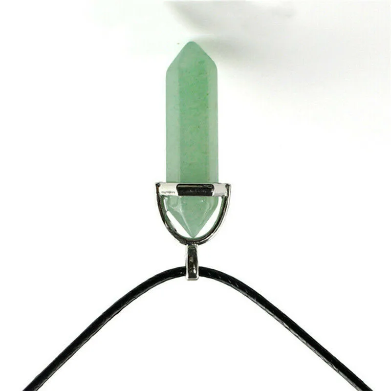 

1X Green Crystal Pendants Fluorite Necklaces Natural Gem Stone Quartz Bullet Hexagonal Pendulum Reiki Chakra pendulo