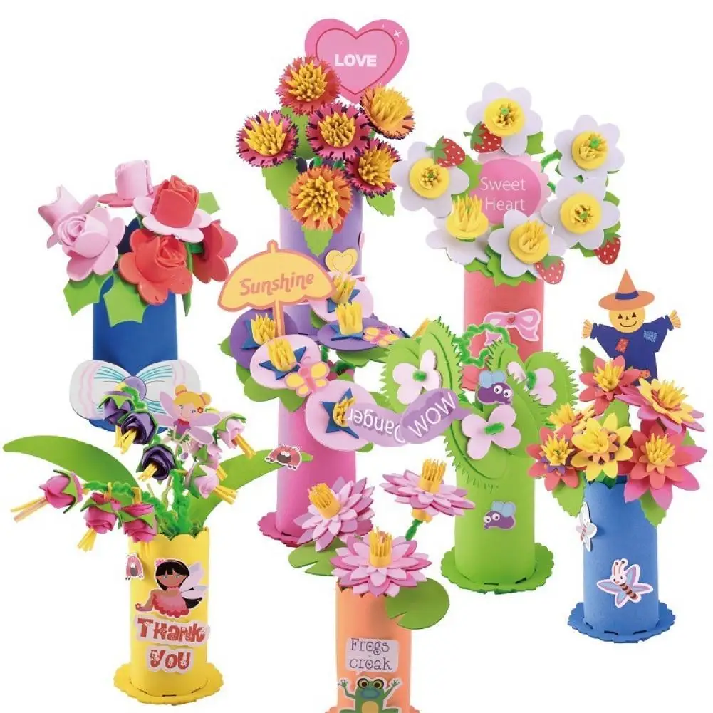 

4Pcs/Set Kids DIY EVA Potted Flower Handmade Crafts Kindergarten Educational Toy
