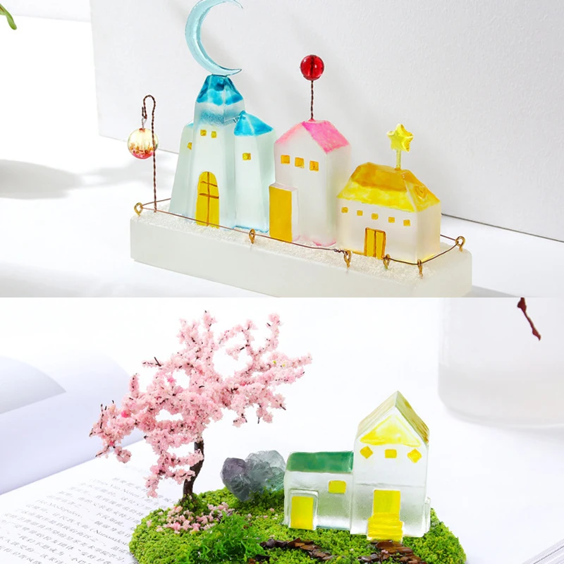 

Полимерные формы «Город под дождем», «сделай сам», «облако», эпоксидная силиконовая мини-форма для дома, настольное украшение, случайный ма...