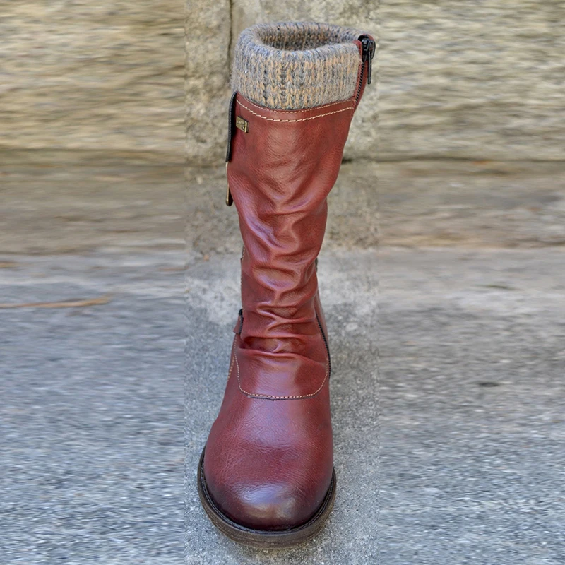 

Winter Boots Women Basic Women Mid-Calf Boots Round Toe Zip Platform Decor Female Shoes Warm Boots Shoes