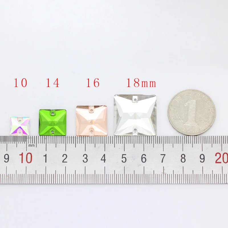 Квадратные стразы из хрустального стекла с плоской задней поверхностью 24p 16 мм