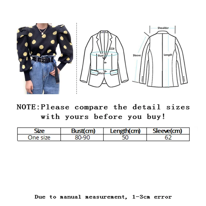 

Vangull Korean Puff Sleeve Pullover Sweater 2020 Autumn Women Polka Dot Winter Top Knitted O-Neck Office lady Bottom Sweater