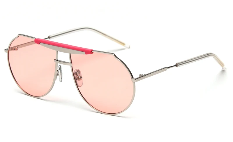 silver with pink Peekaboo uv400 поляризационные солнцезащитные очки для мужчин, большие размеры, нестандартная металлическая оправа, тонированные Винтажные Солнцезащитные очки для женщин, высокое качество - Цвет линз: silver with pink