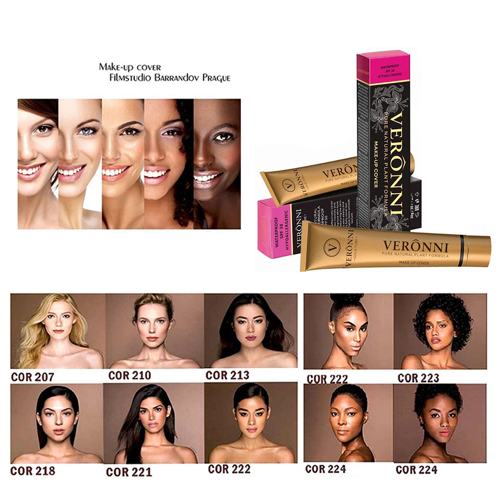 VERONNI Cream Makeup Full Cover Face Concealer Waterproof Liquid Eye Dark Circles 14 Colors Corrector Base Cosmetics | Красота и