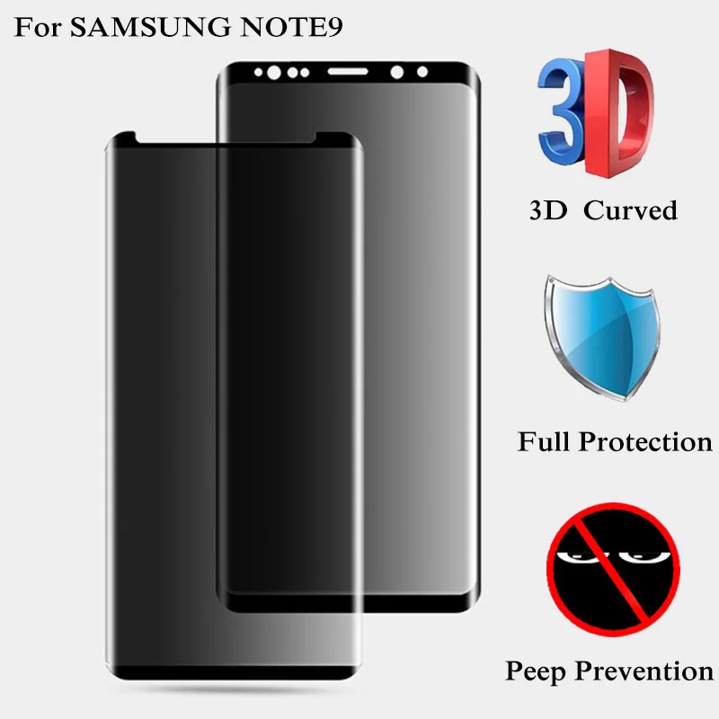 3D полное покрытие конфиденциальности антибликовое стекло для SAMSUNG Galaxy Note 8 9 S8 S9 Plus