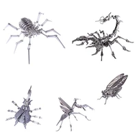 diy assembled model kit 3d stainless steel detachable model ornaments insect mantis cicada scorpion beatle spider king