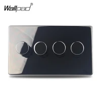 h6 black nickel 4 gang 2 way led light dimmer switch push on off stainless steel panel metal button
