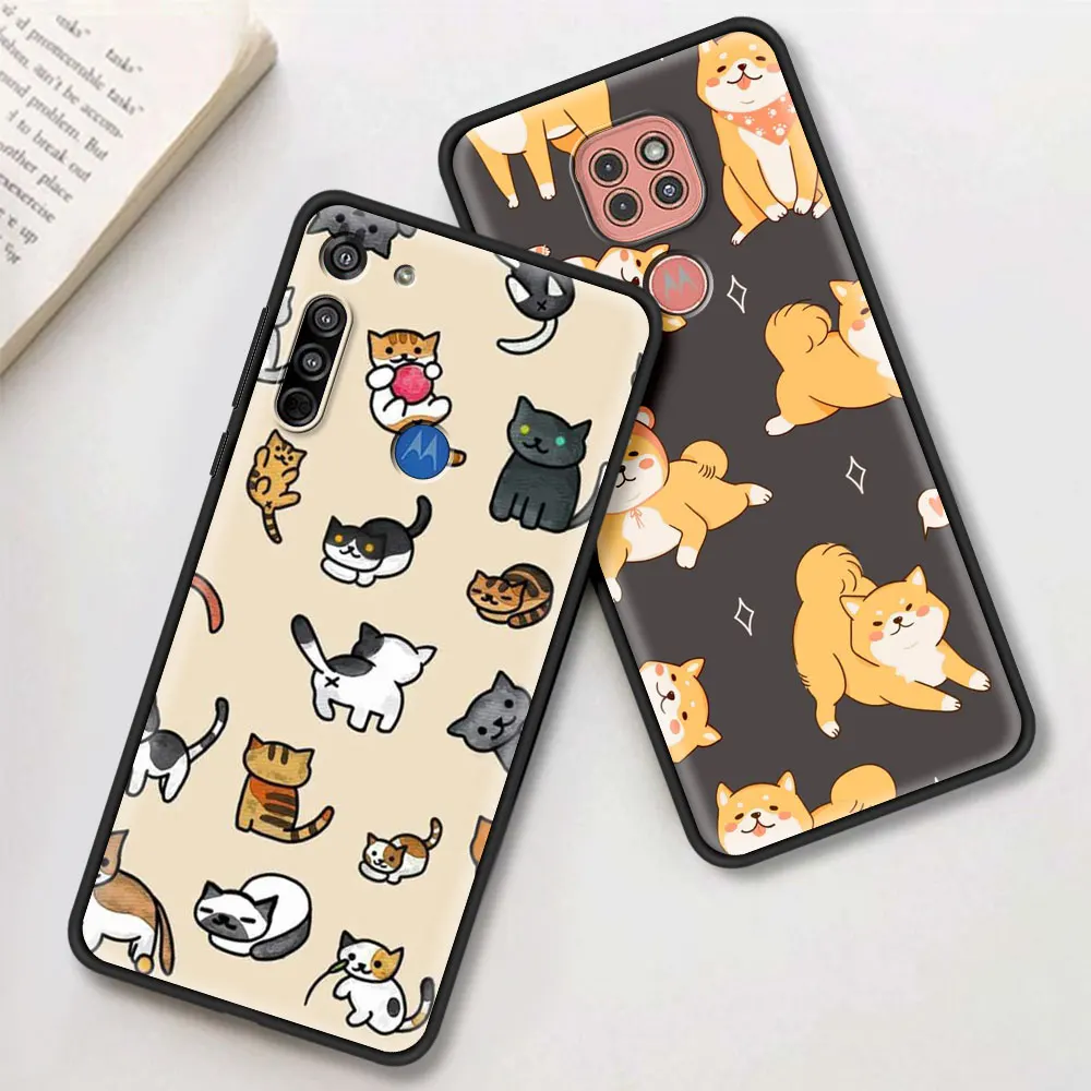 phone case for motorola moto g9 play one fusion plus g8 power g stylus hyper e7 edge lite black cover cute dog cute stars free global shipping