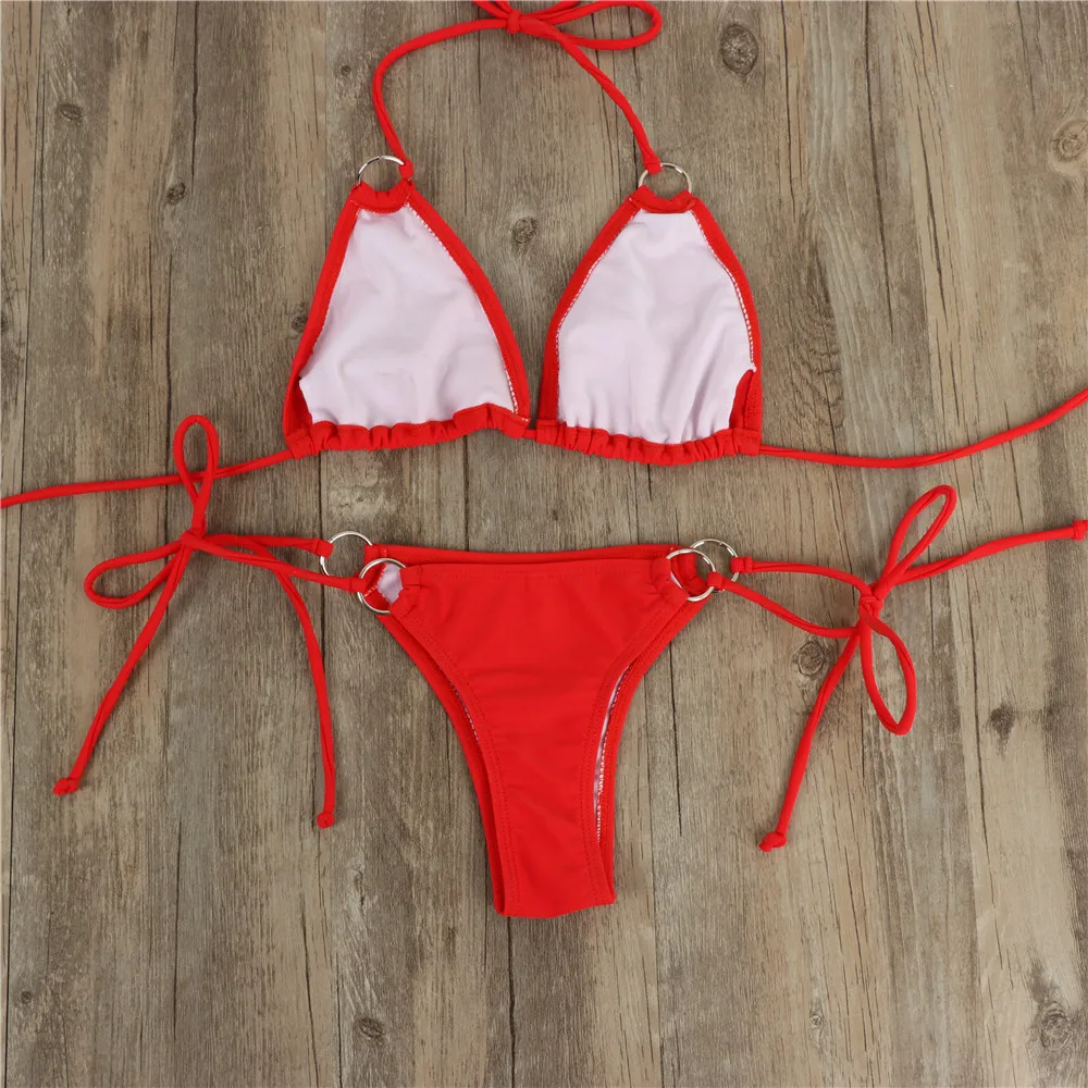 

Bikini 2021 sexy solid color lace-up ladies swimsuit Women's sexy bikini