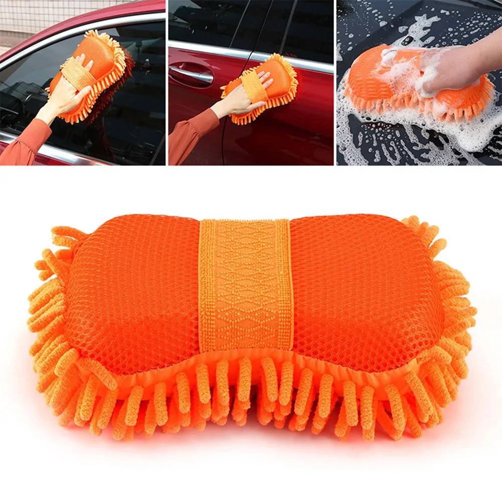 

Orange Cleaning Sponge Rag Sponge Brush Car Cleaning Car Washing Brush Chenille Coral
