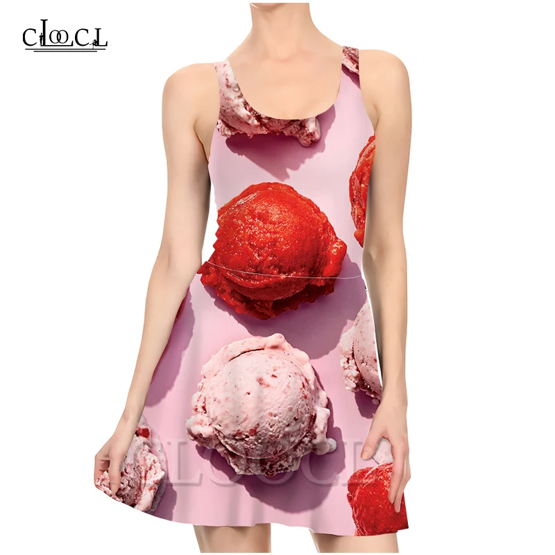 Новое модное милое платье CLOOCL для мороженого летнее девушек с 3D принтом
