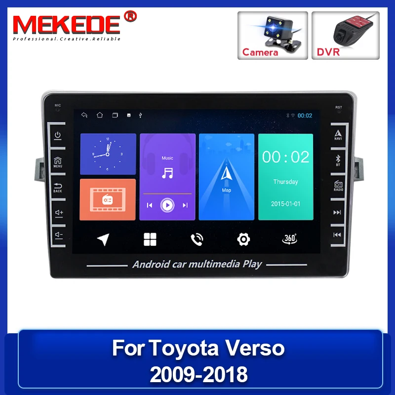 

Автомобильный радиоприемник, 4 ядра, 2Din, Android, для Toyota Verso EZ 2009-2018, мультимедийный плеер, GPS-навигация, поддержка Carplay, Wi-Fi, BT, DVR, камера
