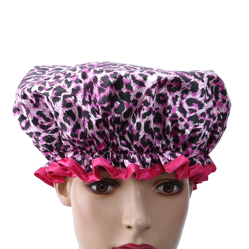

1PC New Arrivals Women Multi-style Double-Layer Printing Satin Waterproof Shower Cap Bathing Hot Sale