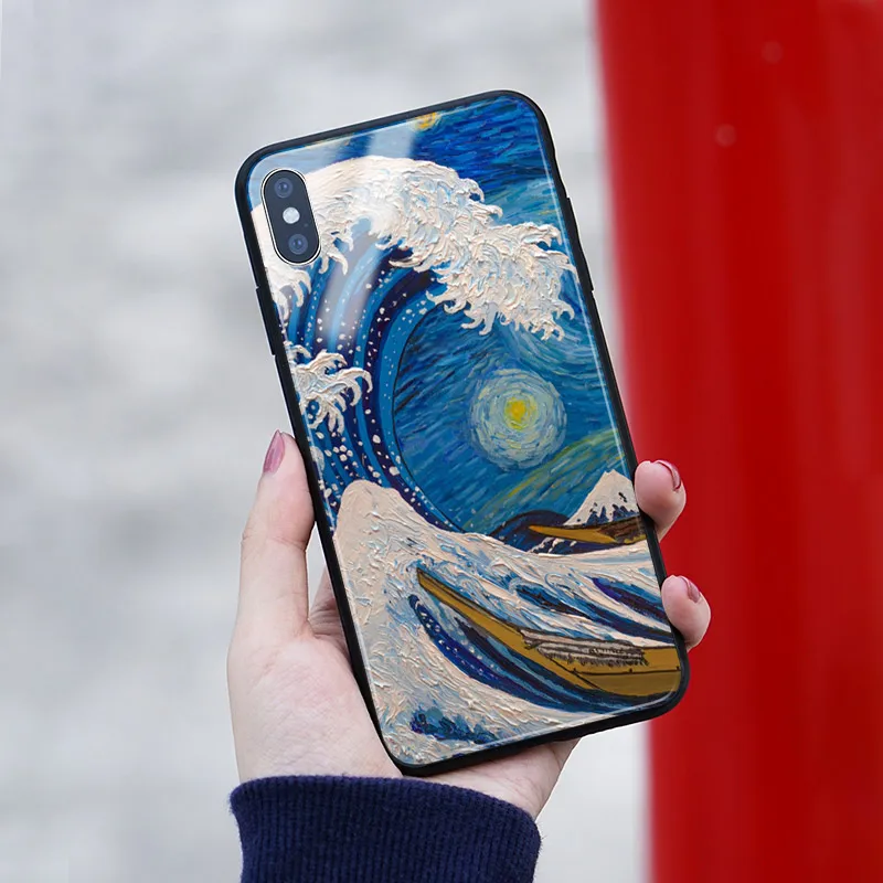 Ukiyo-e The Great Wave off Kanagawa мягкий силиконовый стеклянный чехол для телефона iPhone SE 6 6s 7 8