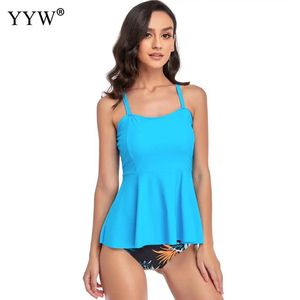 

Women Floral Print Lotus Leaf Skirt Swimwear Suit Female Two Piece Beachwear Bikini Plus Size 3XL Fashion Skirt Swimsuits 2021