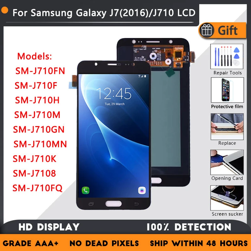 

Amoled For Samsung Galaxy J7 2016 J710F/J710FN LCD Display J7 J710M/J710MN J7108 LCD Touch Screen Digitizer Assembly Replacement