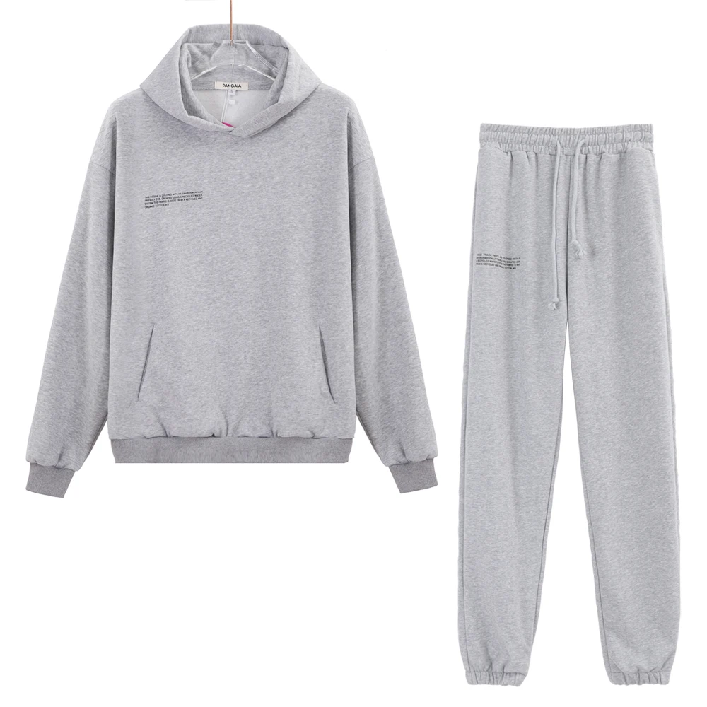 Autumn Solid 100% Cotton Hoodies sets Women Hooded Sweatshirts Track Pants Joggers Sweatpants Two Pieces Tracksuits sweatshirts for women