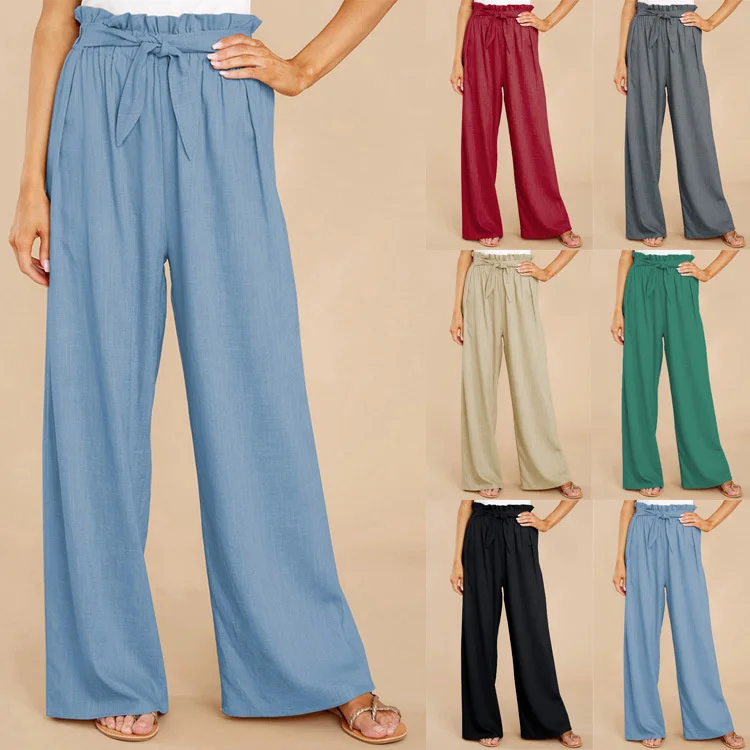 

Women's Large Loose Cotton Hemp Casual Pants Women Elegant Fashion Trousers Female Streetwear Pants