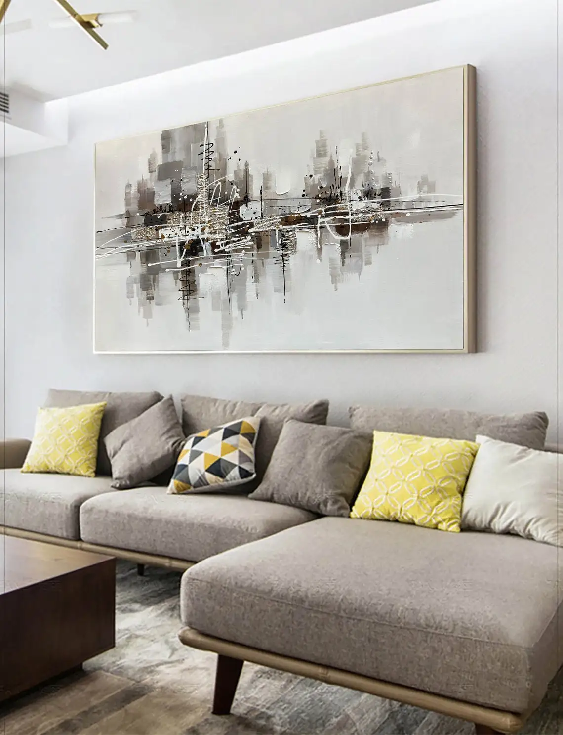 

Oversized Painting Gray Abstract Painting Black And White Canvas Art Modern Large Artwork Abstract Canvas Wall Art Living Room