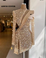 elegant sparkly mermaid long sleeve short prom dresses luxury 2022 mini cocktail dress homecoming gowns party gown