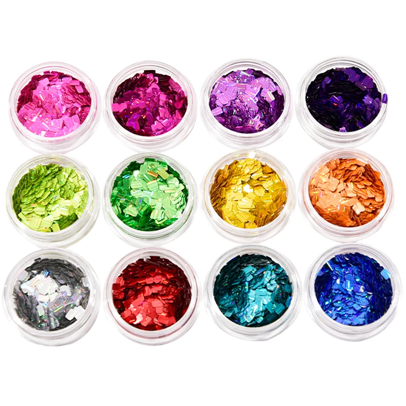 12 видов цветов ногтей блестящая голографическая кукурузных хлопьев