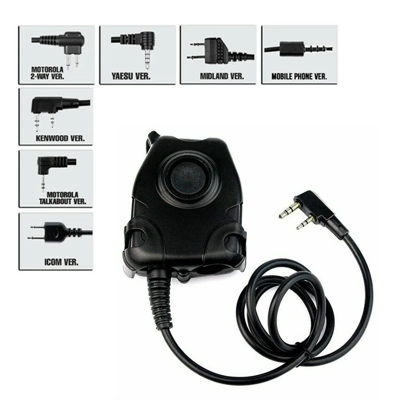 

Military Z Tactical Peltor PTT Headset Adapter for BaoFeng KENWOOD ICOM YAESU Midland Motorola Radio Walkie Talkie Cell Phone