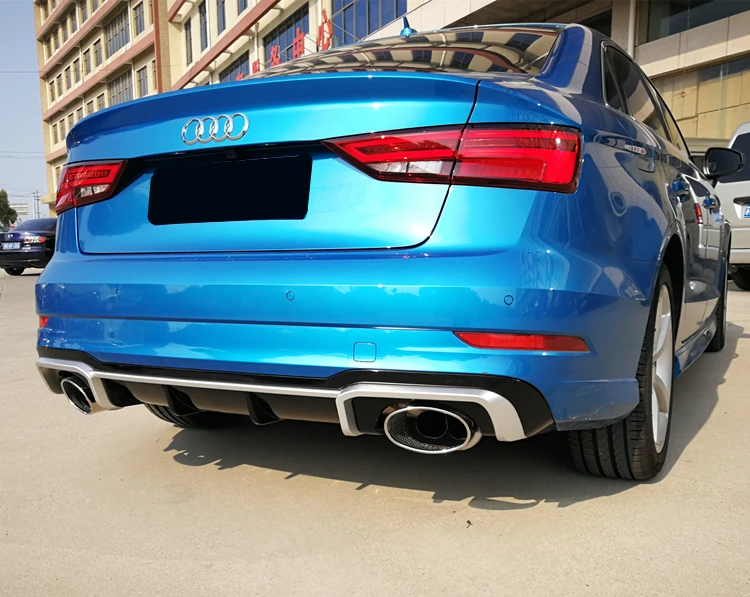 A3 задний бампер для губ Диффузор с выхлопной трубы глушителя для Audi A3 стандартный бампер- RS3 стиль