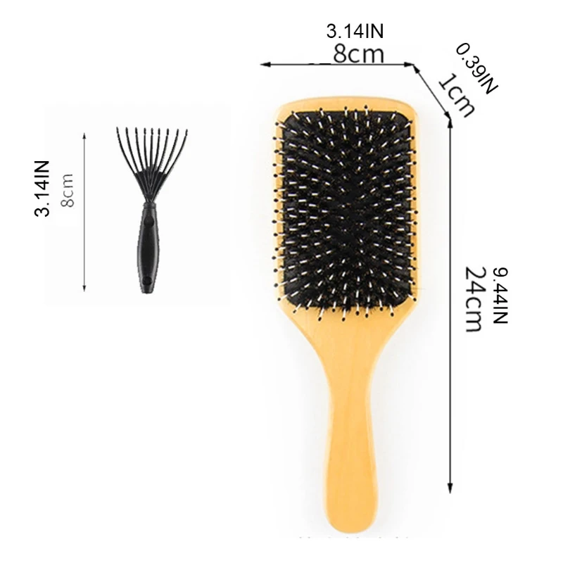 

Bristle Hair Brushes for Women Men Kid Bamboo Paddle Hairbrush for Wet Dry Hair Smoothing Massaging Detangling Comb