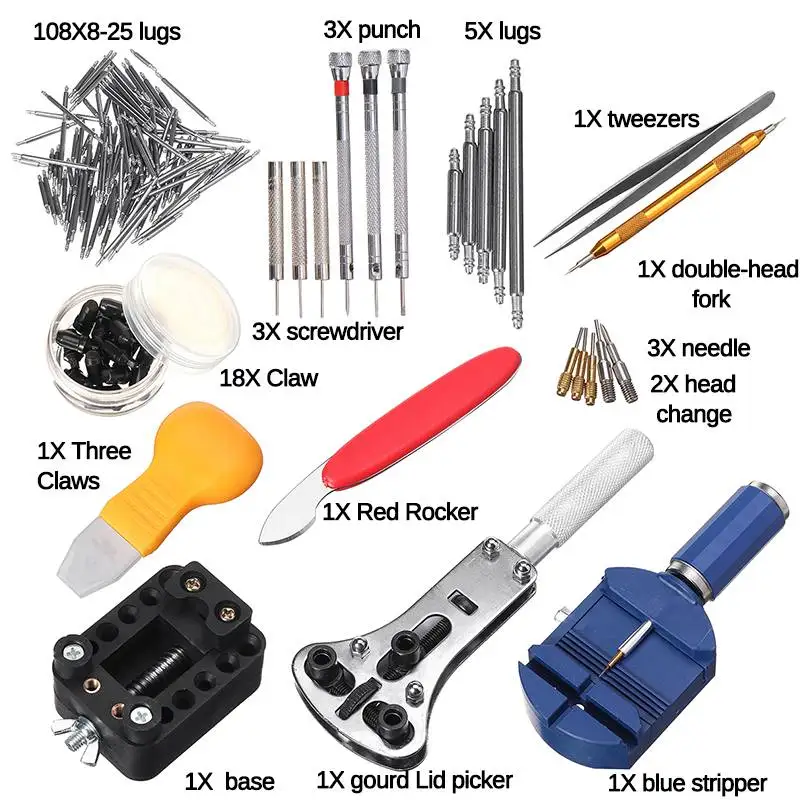 

144Pcs/set Watch Repair tool Kit Watch Clock Opener Remover Spring Bar Repair Pry Screwdriver Watchmaker Tools Parts with Bag