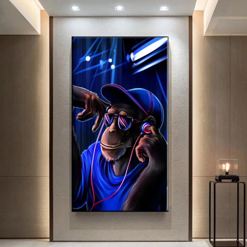 

Abstract modern pop art DJ monkey orangutan art deco painting b wall pictures for living room canvas painting