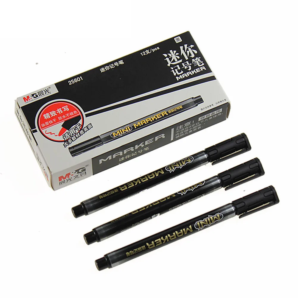 12 шт./корт. Мини Перманентная маркерная ручка с тонким наконечником для офиса