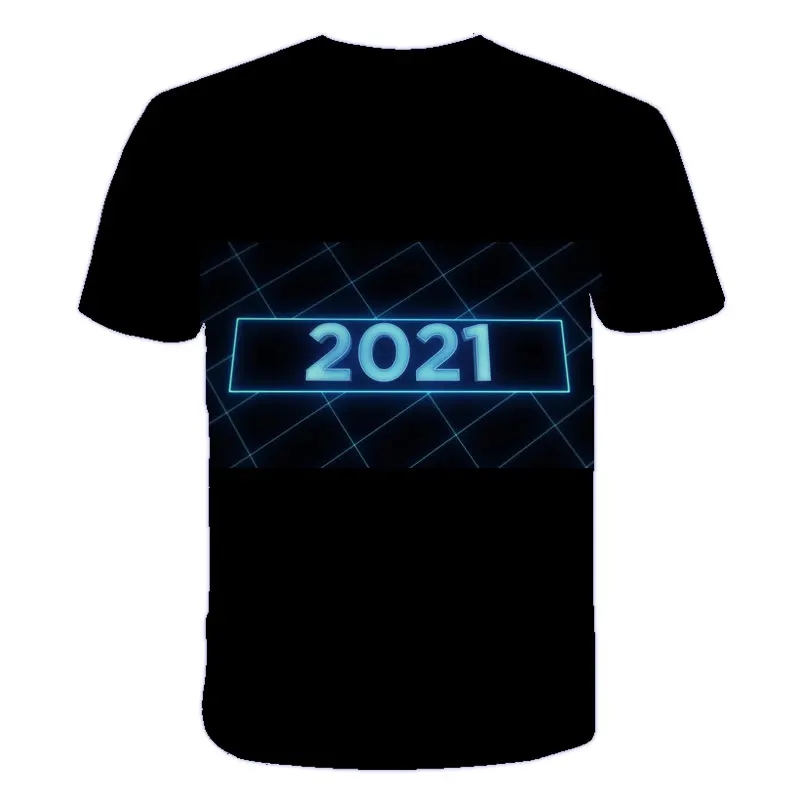 Летняя футболка для мальчиков и девочек 4-19 лет новый год 2021 3d печать фейерверков