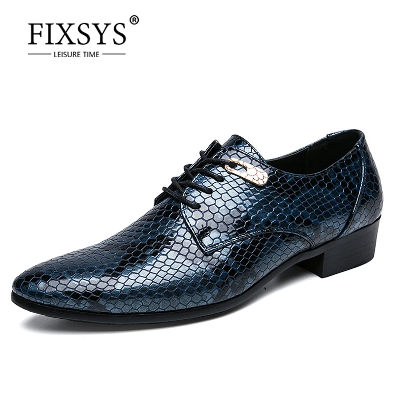 FIXSYS/Новое поступление Лоферы со змеиным узором Мужские туфли-оксфорды на