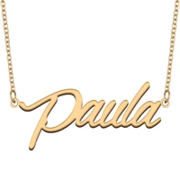 paula name necklace for women stainless steel jewelry 18k gold plated nameplate pendant femme mother girlfriend gift