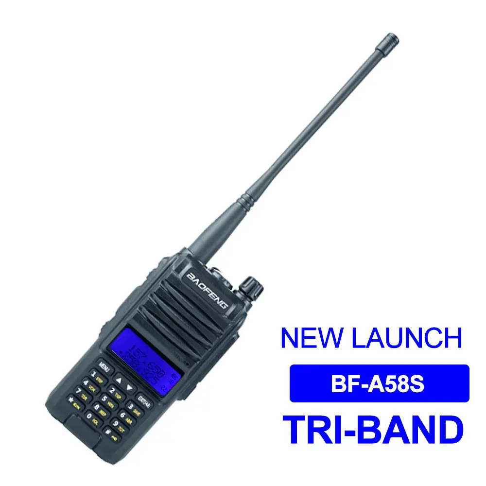 New Baofeng Walkie Talkie BF-A58S 5W Tri Band 136-174MHz 200-260MHz 400-480MHz Handheld Radio Station 2200mAh Amateur Radio