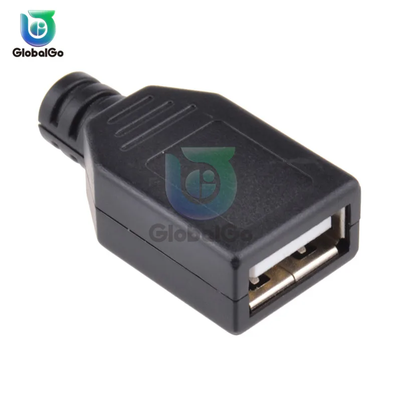 5 шт./партия USB 2 0 Тип A 4Pin Женский Мужской Разъем USB-штекер Черная пластиковая