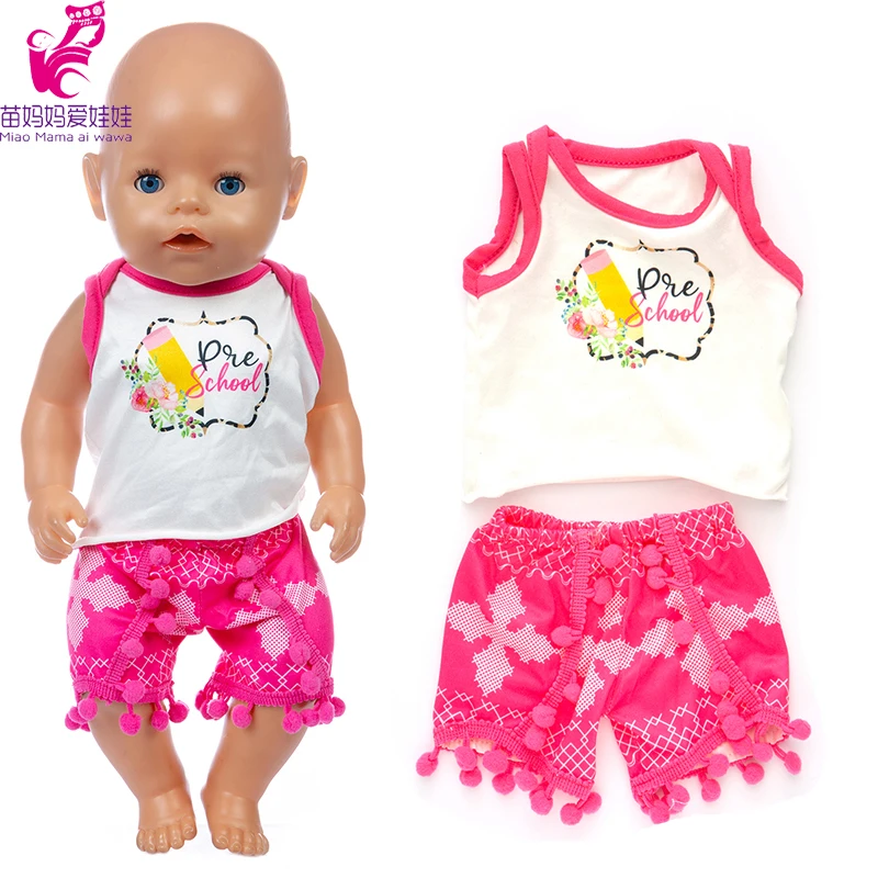 

43cm Born Baby Doll Shirt Short for 18 Inch Girl Doll Clothes Pants