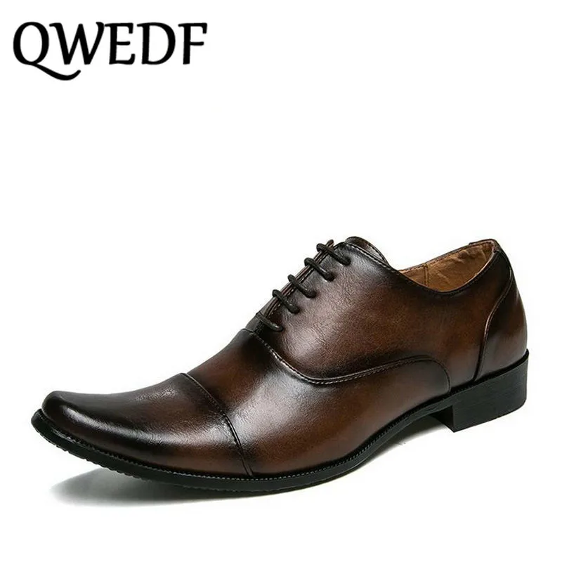 Мужские классические туфли QWEDF 2019 качественные мужские деловые на шнуровке