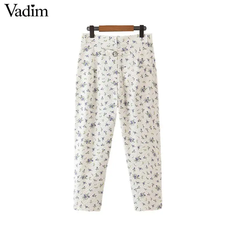 Vadim женские стильные длинные брюки с принтом на молнии карманами базовые до