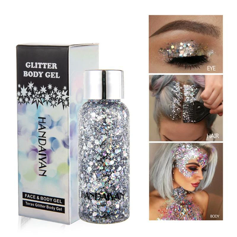 

30ml Holographic Mermaid Glitter Eyeshadow Gel For Body Face Liquid Loose Sequins Pigments Makeup Cream Festival Gems