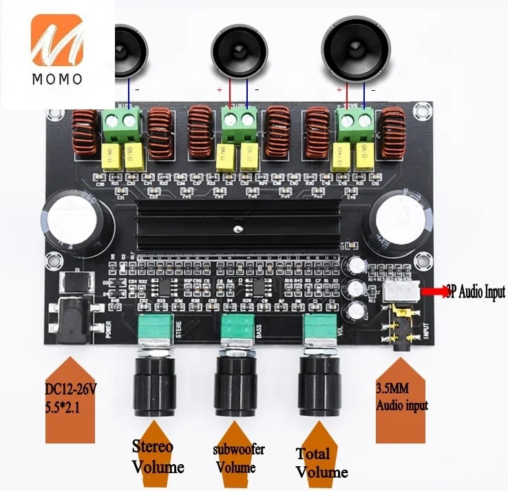 

XH-M573 TPA3116D2 80W+80W+100W 2.1 Channel TPA3116 digital Power Amplifier Board Bass Subwoofer amplifier