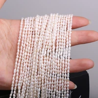 rice shape white pearl natural freshwater pearl beads loose bead for necklace bracelet accessories jewelry making diy size 2 3mm